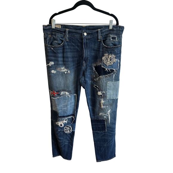 Polo Ralph Lauren Denim - Polo Ralph Lauren Astor Slim Boyfriend Jeans Patchwork Tagged 32 Fit 36 x 29